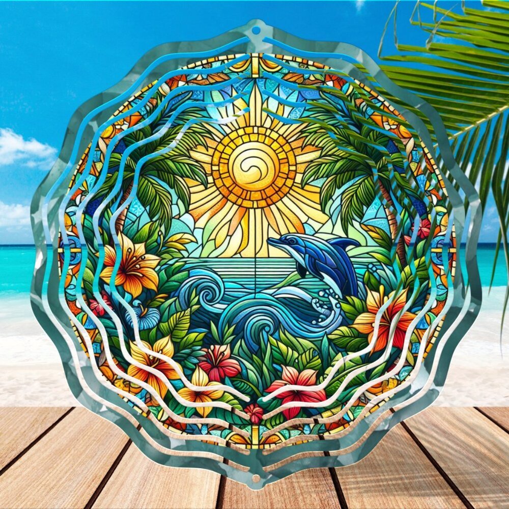 WIND SPINNER | OCEAN VIEW-DOLPHINS-| 8 IN SUBLIMATION WIND SPINNER
